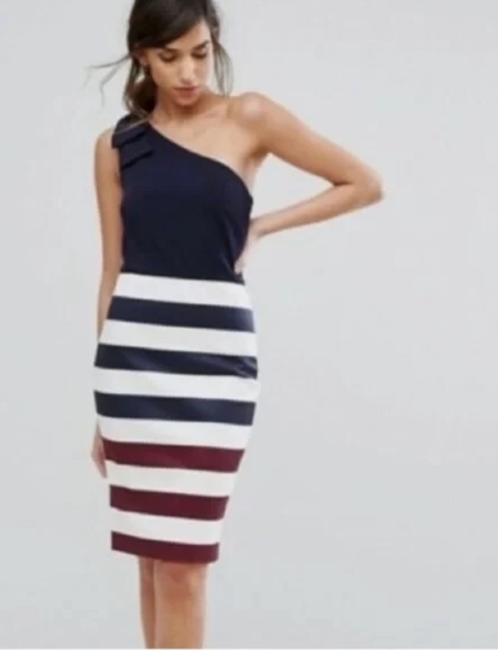 Ted Baker London Hilila Rowing Stripe One Shoulder Dress Size 1